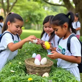distribuição de ovos de Páscoa