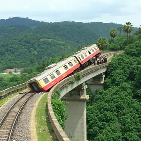 trem descarrila em ponte de Limeira